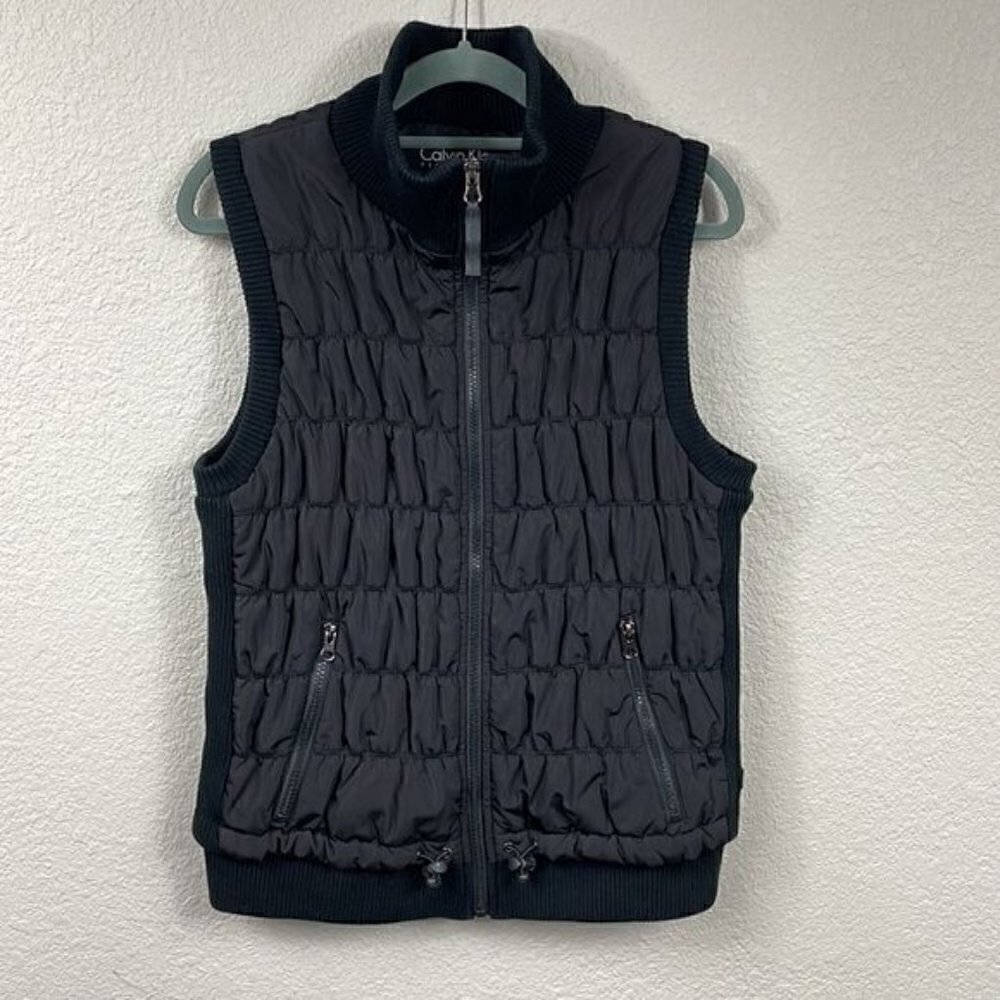 Calvin Klein Performance Puffer Vest Full Zip Quilted Gorpcore Black Sz L